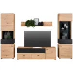 XXXLutz Lauterach - Ihr M&ouml;belhaus bei Bregenz Wohnwand 310/191/47 cm in Schwarz, Eiche Artisan