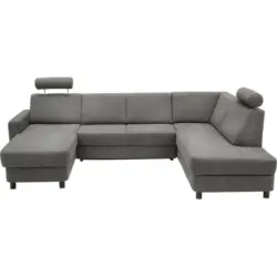 Wohnlandschaft in Webstoff Grau