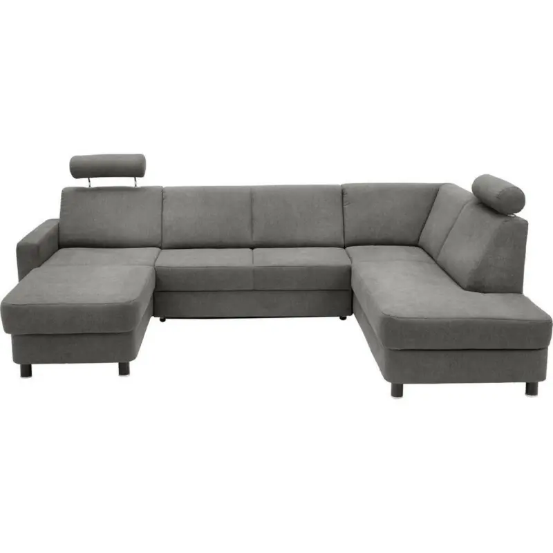 Wohnlandschaft in Webstoff Grau