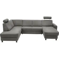 Wohnlandschaft in Webstoff Grau