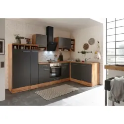 Eckküche 310/172 cm in Grau, Wildeiche