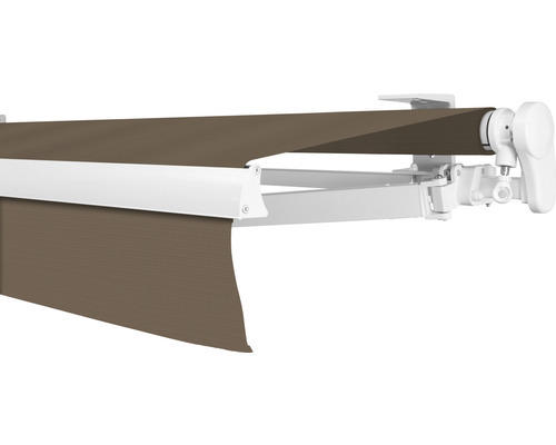 SOLUNA Gelenkarmmarkise Proof 6x2 Stoff Dessin 7559 Gestell RAL 9010 reinweiß Antrieb rechts inkl. Kurbel