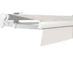 Hornbach SOLUNA Gelenkarmmarkise Proof 4,5x2 Stoff Dessin 7133 Gestell RAL 9010 reinweiß Antrieb links inkl. Kurbel