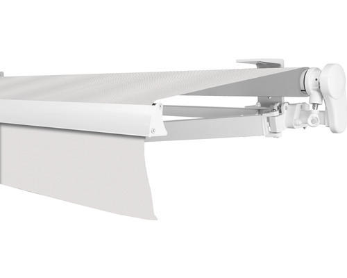 SOLUNA Gelenkarmmarkise Proof 5,5x3 Stoff Dessin 0001 Gestell RAL 9010 reinweiß Antrieb rechts inkl. Kurbel