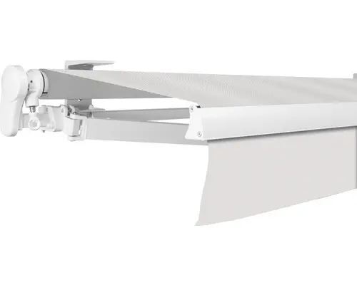 SOLUNA Gelenkarmmarkise Proof 5,x2,5 Stoff Dessin 0001 Gestell RAL 9010 reinweiß Antrieb links inkl. Kurbel