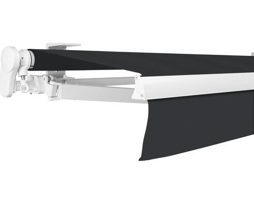 SOLUNA Gelenkarmmarkise Proof 5x2 Stoff Dessin U171 Gestell RAL 9010 reinweiß Antrieb links inkl. Kurbel