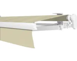 SOLUNA Gelenkarmmarkise Proof 4x3,5 Stoff Dessin 7548 Gestell RAL 9010 reinweiß Antrieb rechts inkl. Kurbel