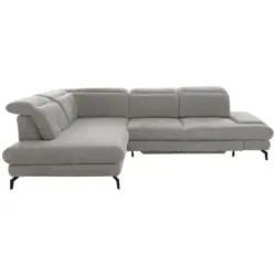 Ecksofa in Velours Hellgrau