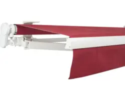 SOLUNA Gelenkarmmarkise Proof 2,5x2 Stoff Dessin 3914 Gestell RAL 9010 reinweiß Antrieb links inkl. Kurbel
