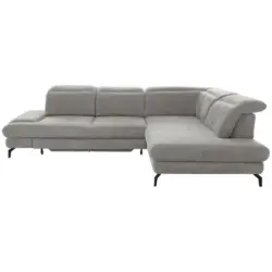 Ecksofa in Velours Hellgrau