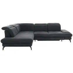 Ecksofa in Velours Graphitfarben