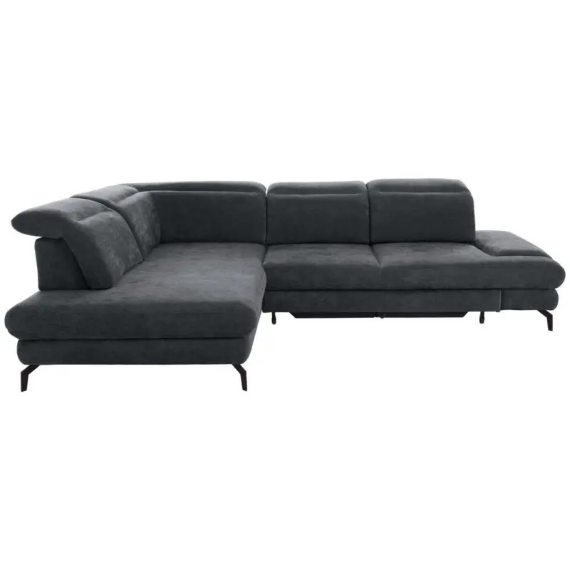 Ecksofa in Velours Graphitfarben
