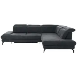 Ecksofa in Velours Graphitfarben