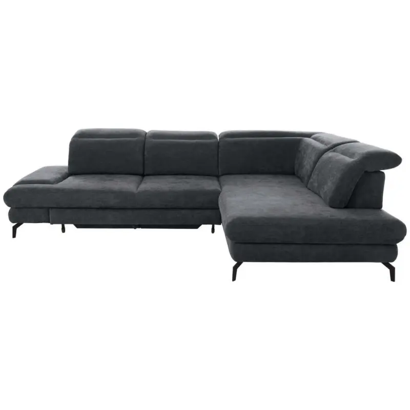 Ecksofa in Velours Graphitfarben