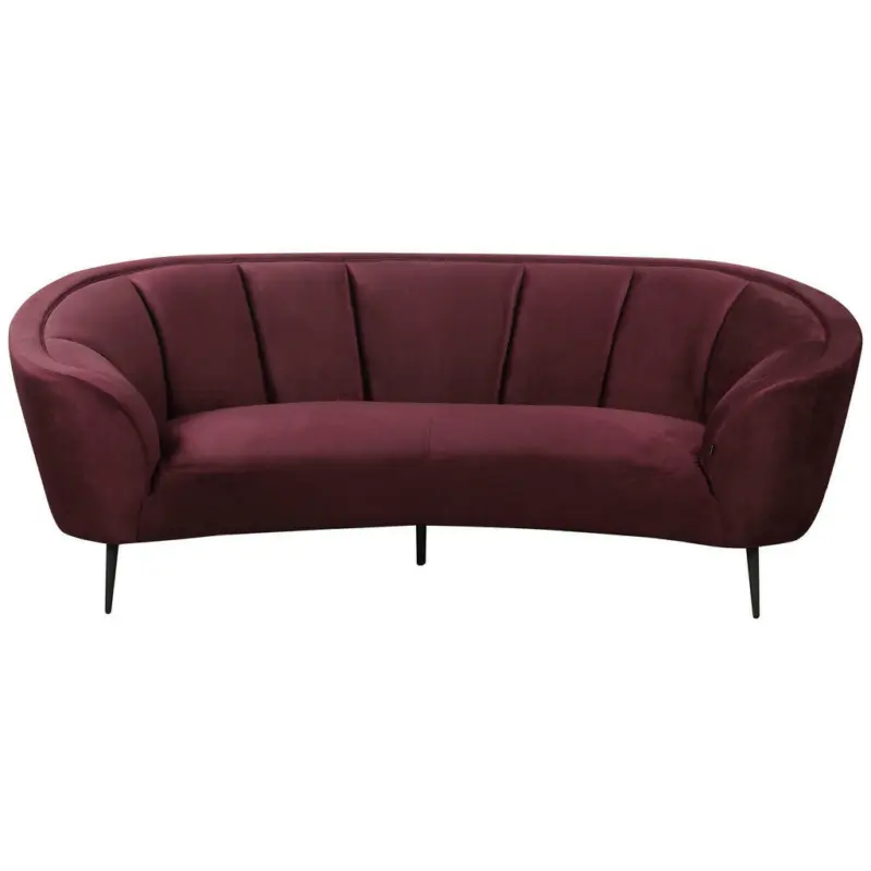 Sofa in Samt Schwarz, Weinrot