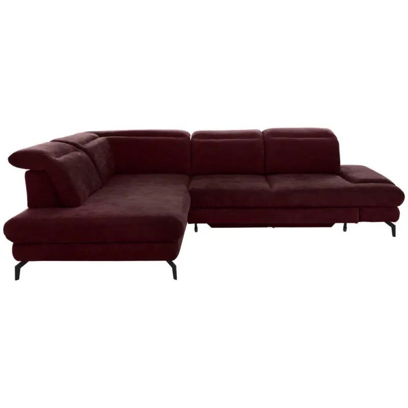 Ecksofa in Velours Bordeaux