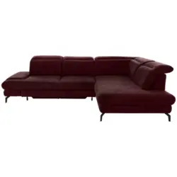 Ecksofa in Velours Bordeaux