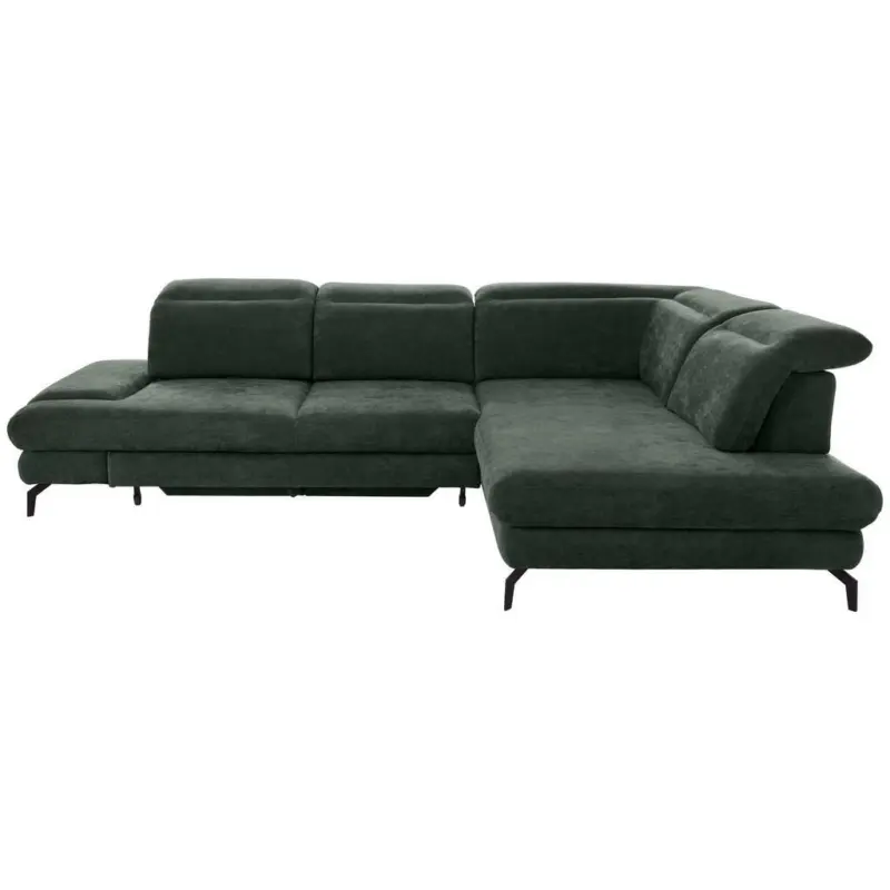 Ecksofa in Velours Dunkelgrün