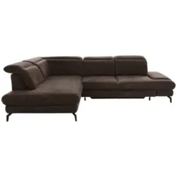 Ecksofa in Velours Dunkelbraun