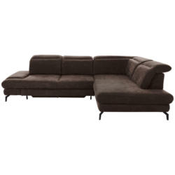 Ecksofa in Velours Dunkelbraun