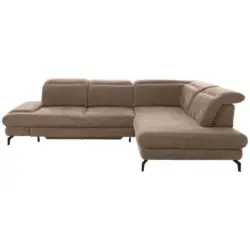 Ecksofa in Velours Sandfarben