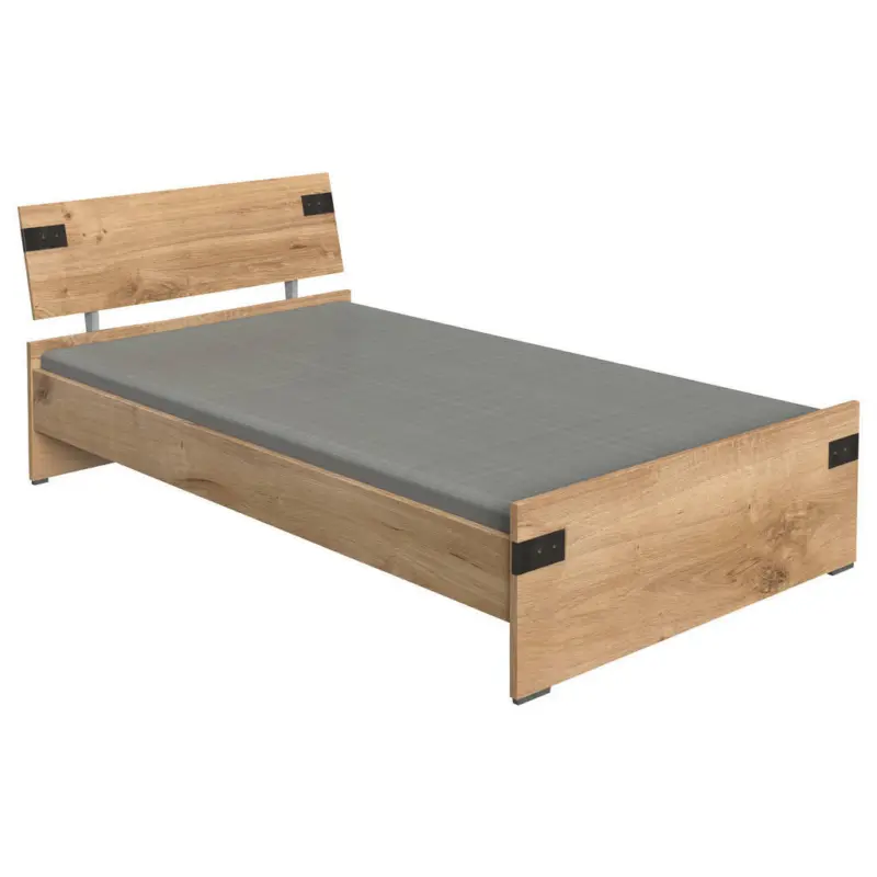 Bett 120/200 cm in Graphitfarben, Eichefarben