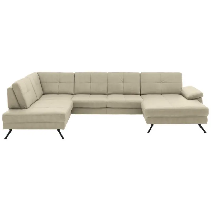 Wohnlandschaft in Lederlook, Mikrofaser Beige