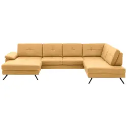 Wohnlandschaft in Lederlook, Mikrofaser Gelb