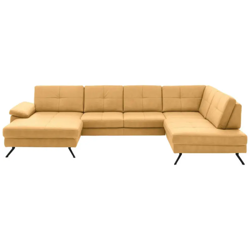 Wohnlandschaft in Lederlook, Mikrofaser Gelb