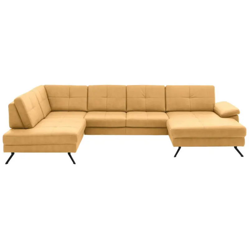 Wohnlandschaft in Lederlook, Mikrofaser Gelb