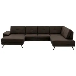 Wohnlandschaft in Lederlook, Mikrofaser Dunkelbraun