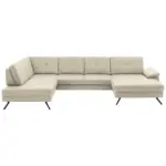 XXXLutz Lauterach - Ihr M&ouml;belhaus bei Bregenz Wohnlandschaft in Lederlook, Mikrofaser Creme, Naturfarben