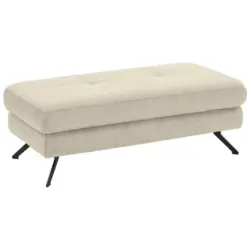 Hocker in Textil Creme, Naturfarben