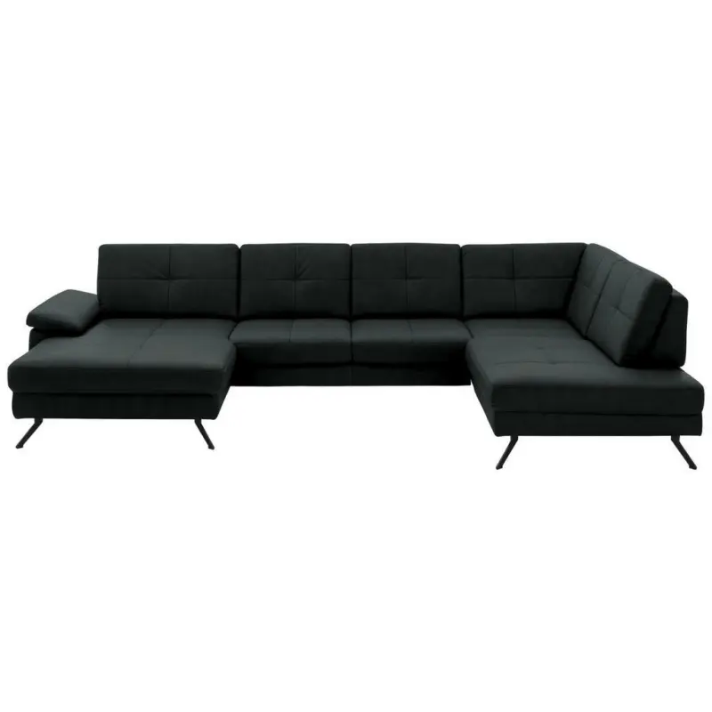 Wohnlandschaft in Lederlook, Mikrofaser Anthrazit