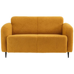 Zweisitzer-Sofa in Teddystoff Gelb