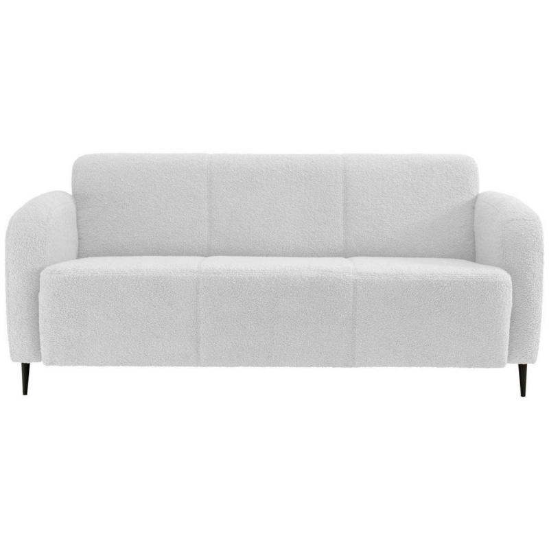 Dreisitzer-Sofa in Teddystoff Weiß