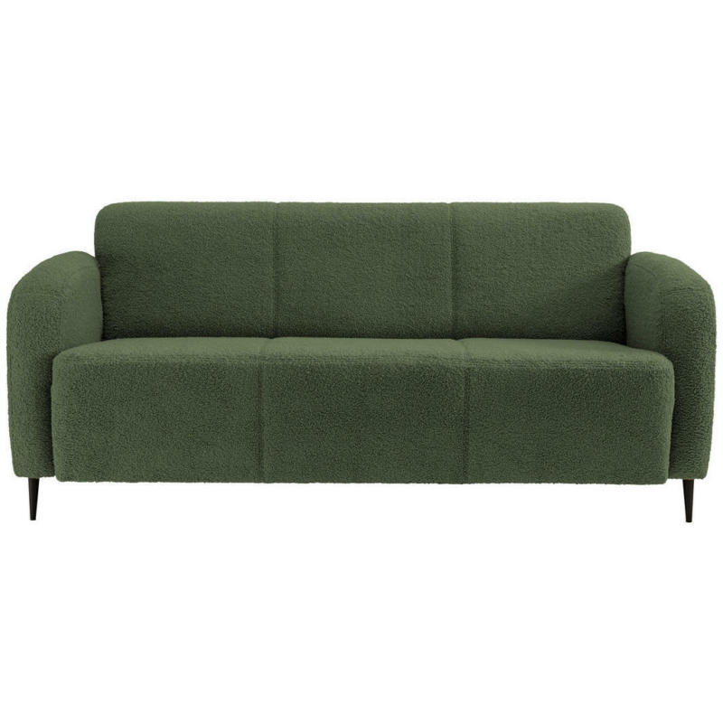 Dreisitzer-Sofa in Teddystoff Dunkelgrün