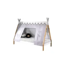 Hausbett 90/200 cm in Weiß, Kieferfarben