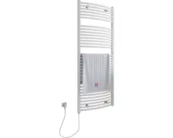 Elektrischer Handtuchwärmer SCHULTE Europa Heizstab links 60 x 153,5 cm 600 W mit Schukostecker weiß