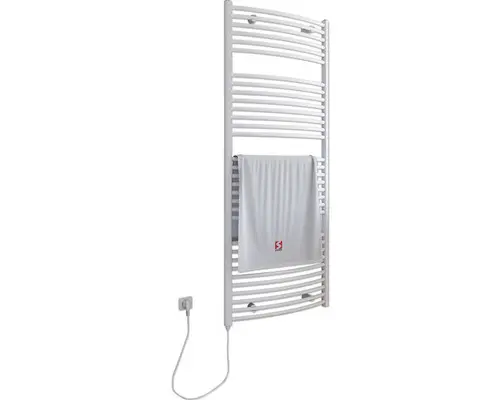 Elektrischer Handtuchwärmer SCHULTE Europa Heizstab links 60 x 153,5 cm 600 W mit Schukostecker weiß