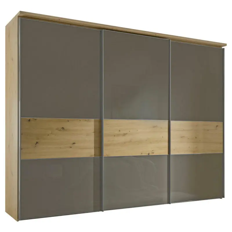 Schwebetürenschrank in Eiche Artisan, Mokka