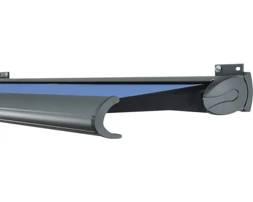 SOLUNA Kassettenmarkise Exclusiv 5x3 Stoff Dessin S2828 Gestell RAL 7016 anthrazitgrau Antrieb rechts inkl. Motor und Wandschalter