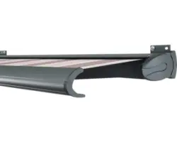 SOLUNA Kassettenmarkise Exclusiv 4x2,5 Stoff Dessin 8935 Gestell RAL 7016 anthrazitgrau Antrieb rechts inkl. Motor und Wandschalter