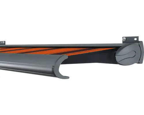 SOLUNA Kassettenmarkise Exclusiv 6x3 Stoff Dessin 744 Gestell RAL 7016 anthrazitgrau Antrieb rechts inkl. Motor und Wandschalter