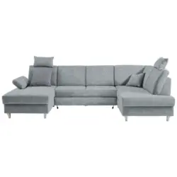 Wohnlandschaft in Webstoff Hellgrau