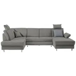 Wohnlandschaft in Webstoff Grau