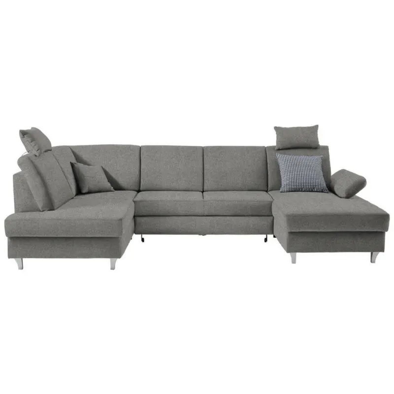 Wohnlandschaft in Webstoff Grau