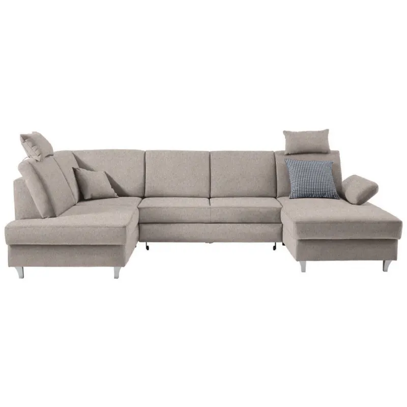 Wohnlandschaft in Webstoff Rosa