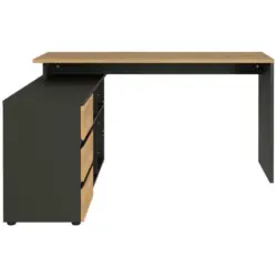 Schreibtisch in Graphitfarben, Eichefarben