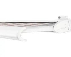 SOLUNA Kassettenmarkise Exclusiv 4x2 Dessin 8935 Gestell RAL 9010 reinweiß Antrieb rechts inkl. Motor und Wandschalter